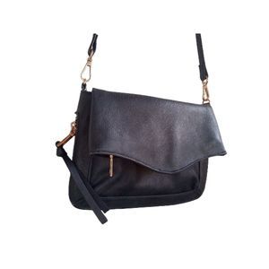 Moda Luxe Navy Faux Leather Zipper Satchel Crossbody Bag Purse